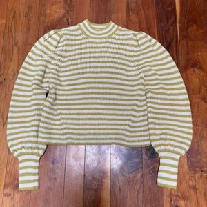 ELEVEN SIX Mia Stripe Baby Alpaca Sweater ivory yellow S